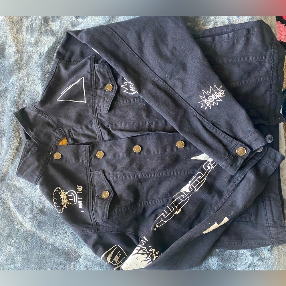 graphic denim jacket